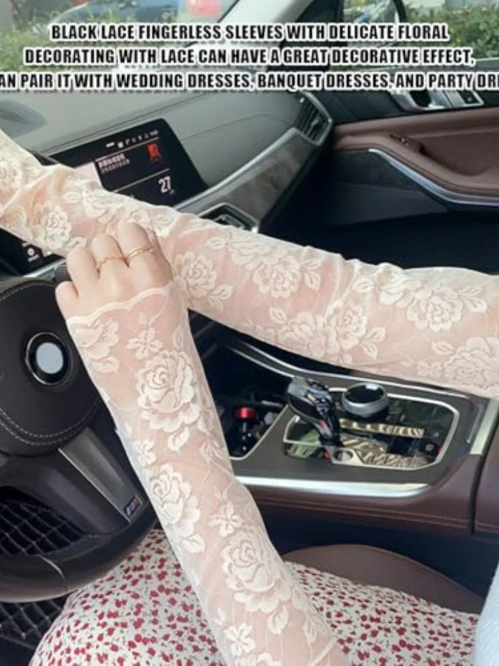 Women's Lace Arm Sleeves UV Protection Sun Gloves Fingerless Driving Gloves